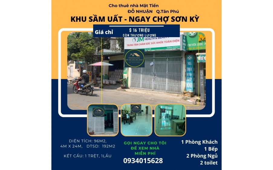 Cho thuê nhà mặt tiền Lê Trọng Tấn 165m2, 6LẦU+ ST, THANG MÁY